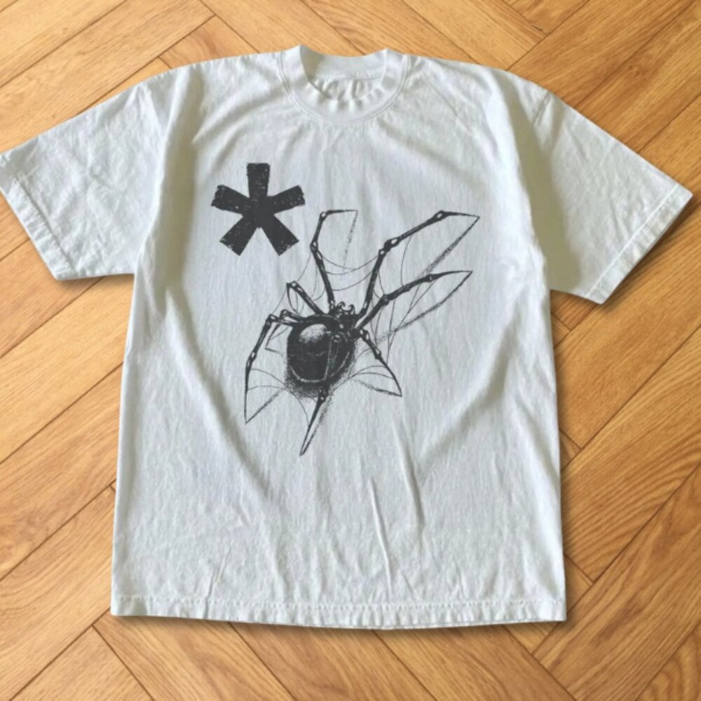 White Y2K Spider Graphic Tee Dark Minimal Aesthetic Shirt
